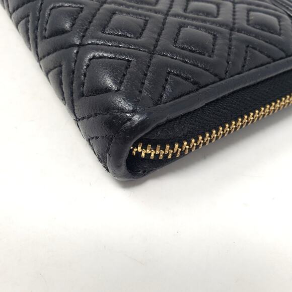 Tory Burch Fleming Zip Continental Wallet Quilted Soft Leather Black One Size - Picture 9 of 12